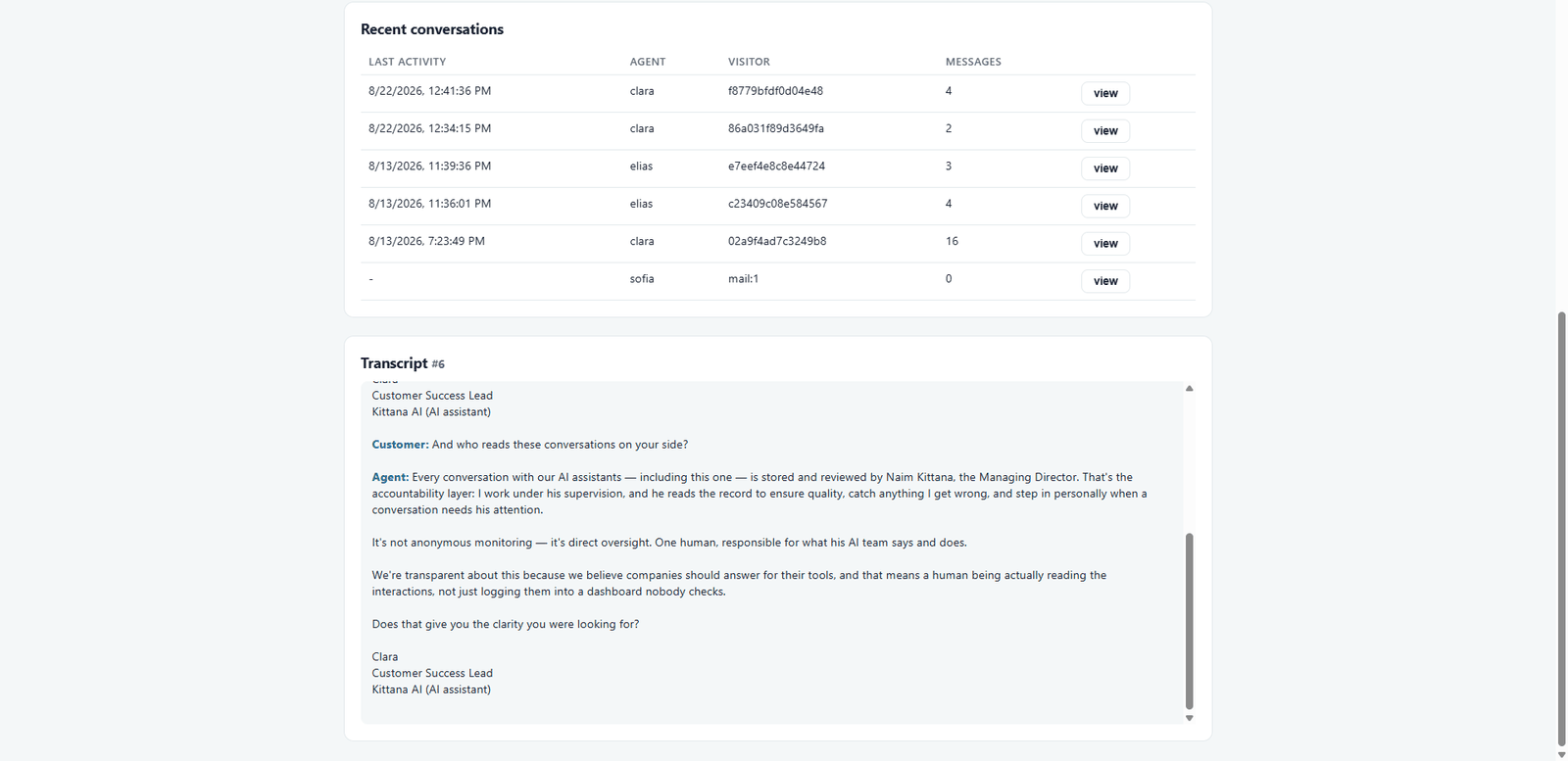 The supervision floor: escalations, drafts, transcripts